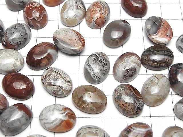 Laguna Lace Achat ovaler Cabochon 16x12mm 2 Stück