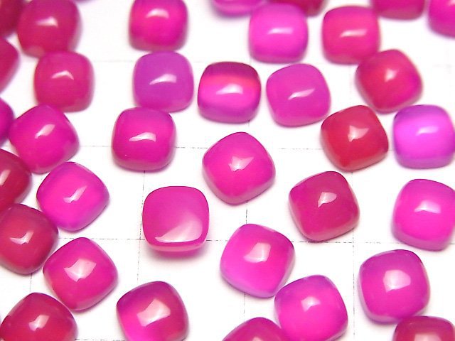Fuchsia Pink Chalcedon AAA quadratischer Cabochon 6x6mm 5 Stück