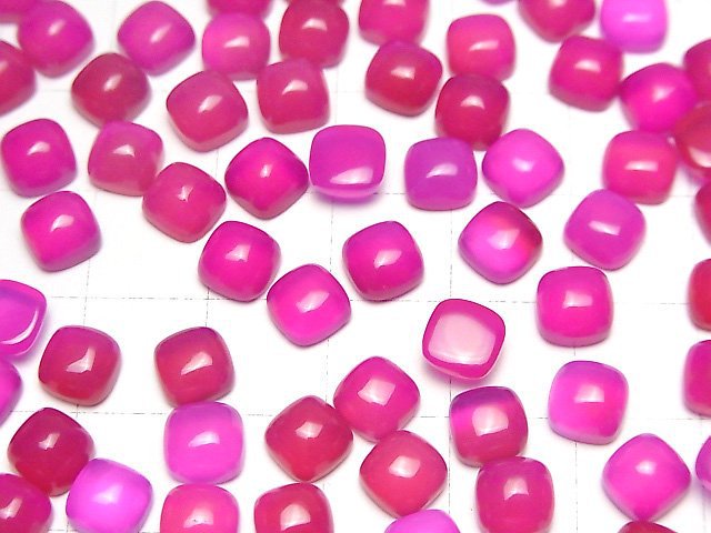 Fuchsia Pink Chalcedon AAA quadratischer Cabochon 6x6mm 5 Stück