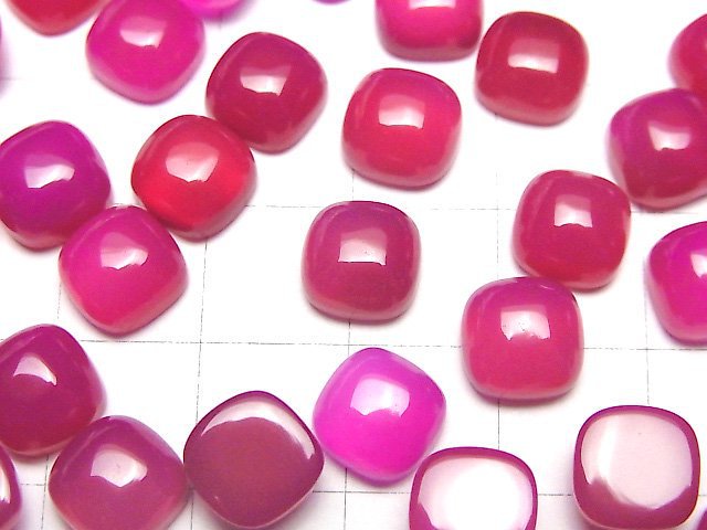 Fuchsia Pink Chalcedon AAA quadratischer Cabochon 8x8mm 3 Stück