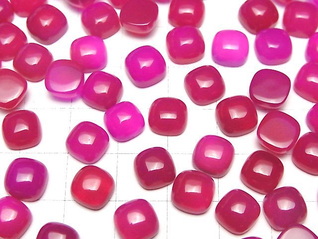 Fuchsia Pink Chalcedon AAA quadratischer Cabochon 8x8mm 3 Stück