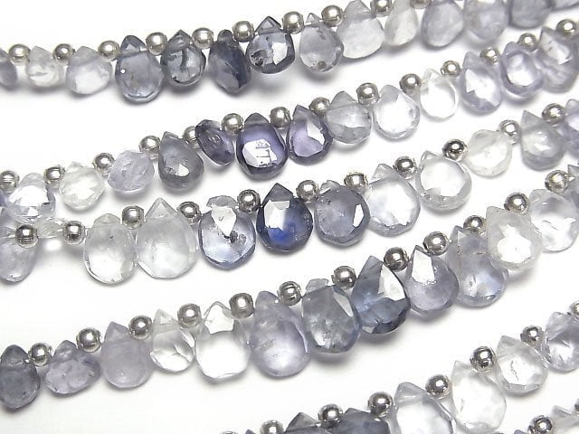 High Quality Blue Sapphire AA++ Faceted Pear Shape Color Gradation half or 1strand beads (aprx.7inch/18cm)