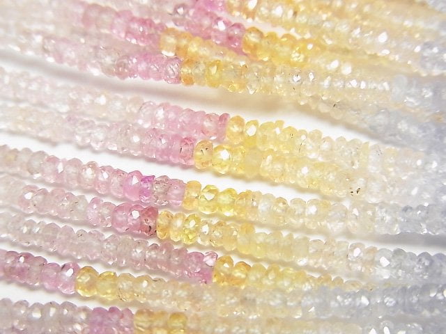 High Quality Unheated Multicolor Sapphire AAA- Faceted Button Rondelle Half or 1strand beads (aprx.16inch/40cm)