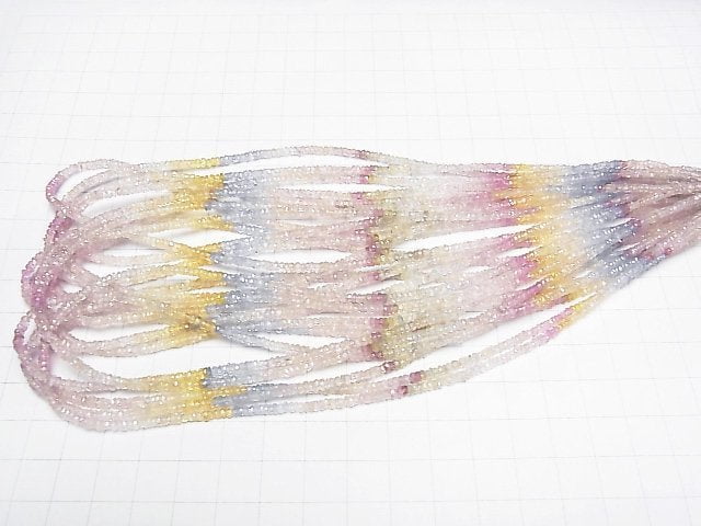 Hochwertiger unbehandelter mehrfarbiger Saphir AAA- facettierte Knopf-Rondelle halb oder 1Strang Perlen (ca. 16Zoll/40cm)