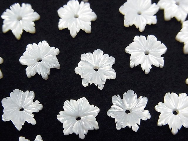 High Quality White Shell (Silver-lip Oyster) AAA Flower 8mm Center Hole 4pcs