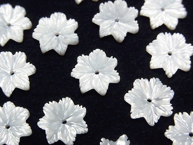 高品質白蝶貝(銀唇蠔)AAA 花朵 10毫米 中心孔 3個
