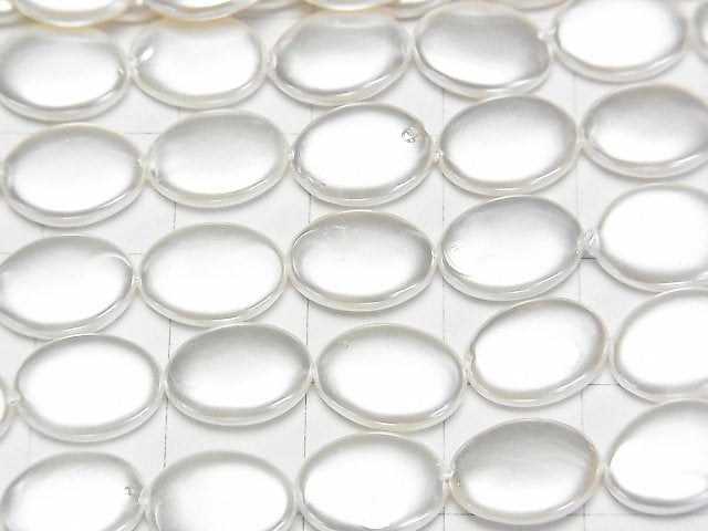 貝殼珍珠白色橢圓形11x8x2.5mm一串珠子(約15英吋/38公分)