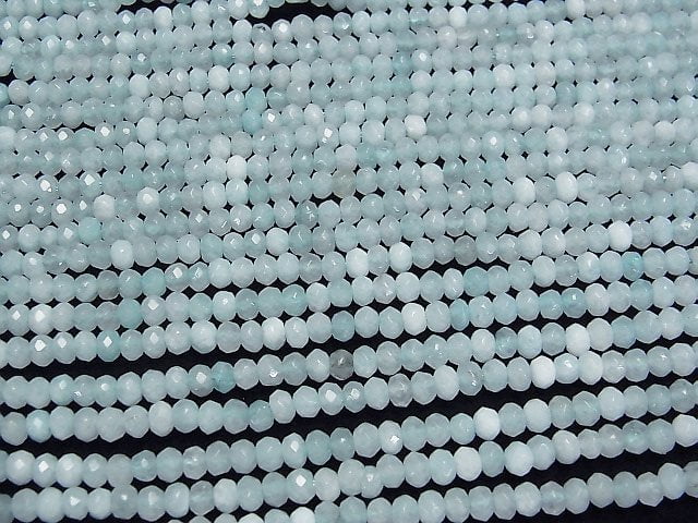 High Quality! Light Blue Color Jade Faceted Button Rondelle 4x4x3mm 1strand beads (aprx.14inch/34cm)