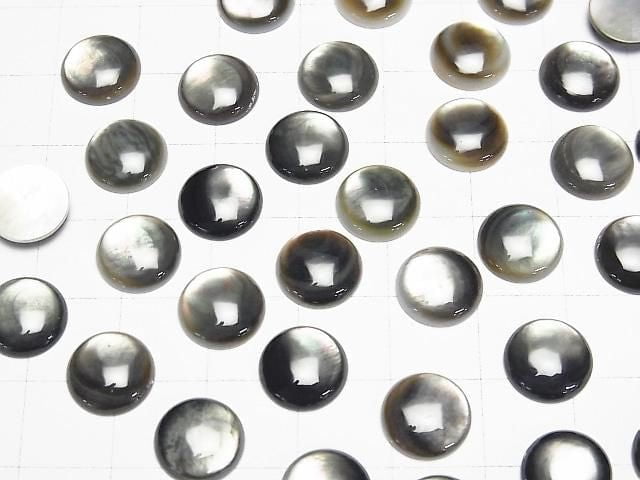 Hochwertige schwarze Muschel (Schwarze Lippen-Auster) runder Cabochon 10x10mm 4 Stück