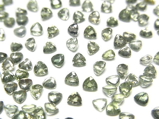 高品質綠色藍寶石 AAA 裸石 三角形刻面 3x3mm 5顆