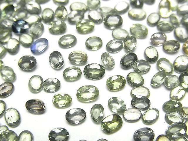 高品質綠色藍寶石 AAA 裸石 橢圓形刻面 4x3mm 3顆