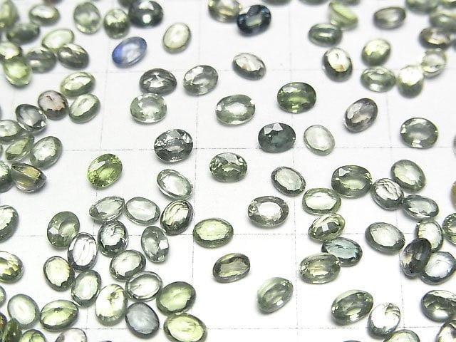 高品質綠色藍寶石 AAA 裸石 橢圓形刻面 4x3mm 3顆