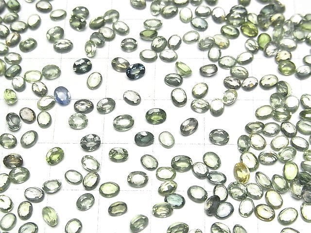 Hochwertiger grüner Saphir AAA lose Stein oval facettiert 4x3mm 3 Stück