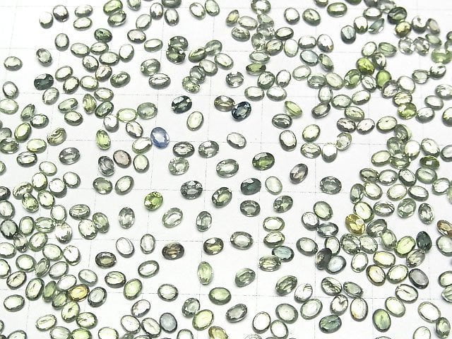 Hochwertiger grüner Saphir AAA lose Stein oval facettiert 4x3mm 3 Stück