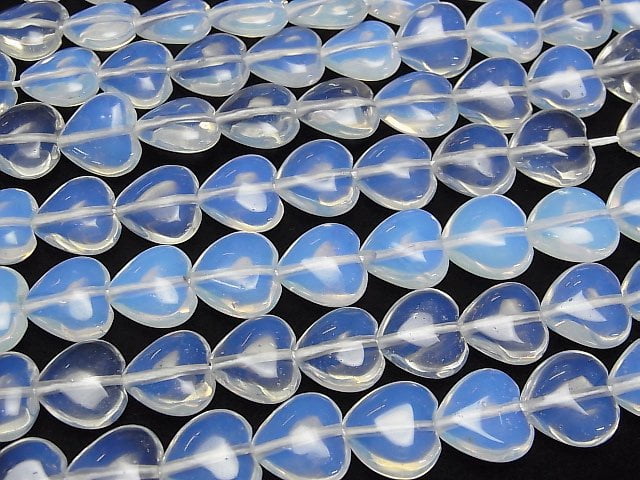 Synthetischer Opal Vertikales Loch Herzform 12x12mm Weiß 1Strang Perlen (ca. 15Zoll/36cm)