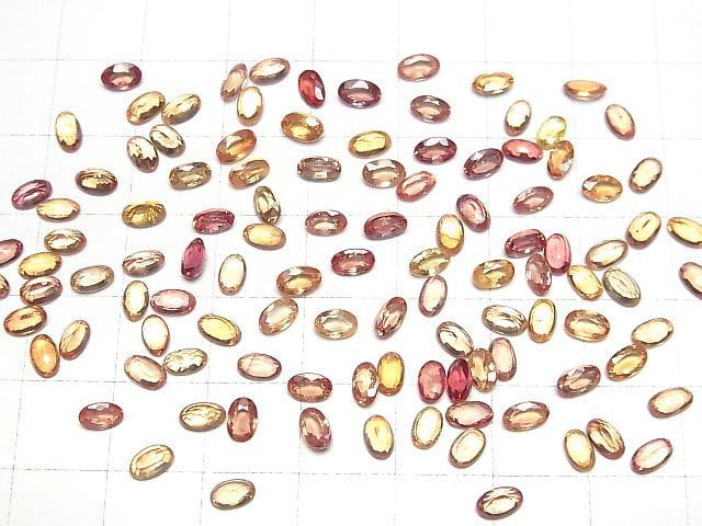 Hochwertiger gelb-roter Saphir AAA lose Stein oval facettiert 5x3mm 3 Stück