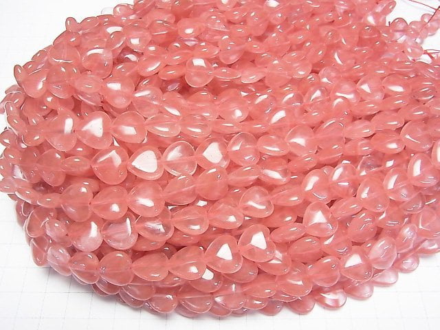 Kirschquarz Glas Vertikales Loch Herzform 12x12mm 1Strang Perlen (ca. 15Zoll/36cm)