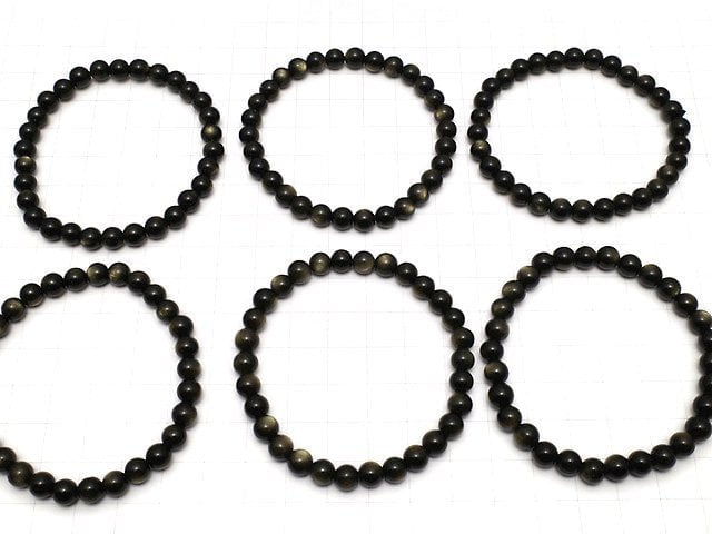 Goldener Obsidian AAA rund 6mm Armband