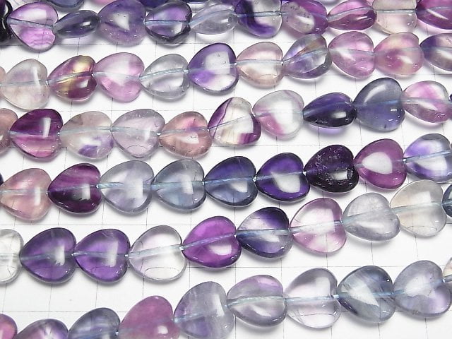 Multicolor Fluorite AA+ Vertical Hole Heart Shape 12x12mm half or 1strand beads (aprx.15inch/36cm)