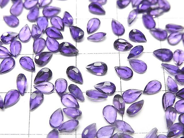 高品質紫水晶 AAA- 裸石梨形刻面 5x3mm 10顆