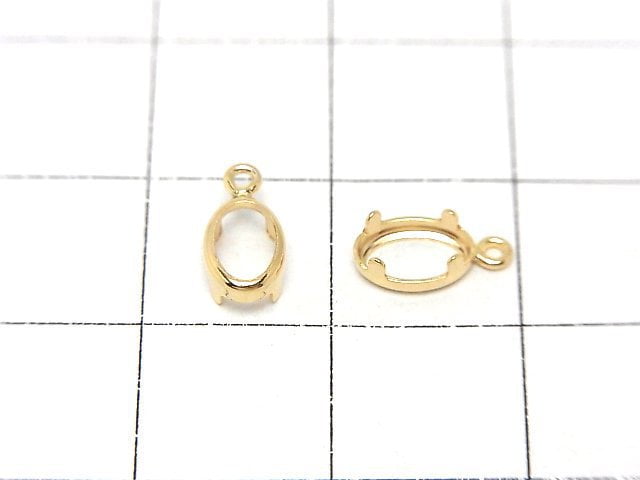 14K注金 橢圓刻面 6x4mm 墜飾框 (包邊) 1件