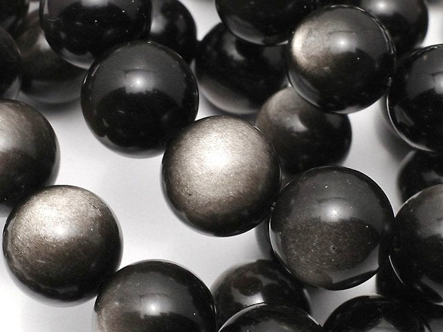 銀曜石 AAA 圓珠 14mm 手鏈
