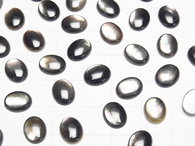Hochwertige schwarze Muschel (Schwarze Lippen-Auster) ovale Cabochon 10x8mm 4 Stück