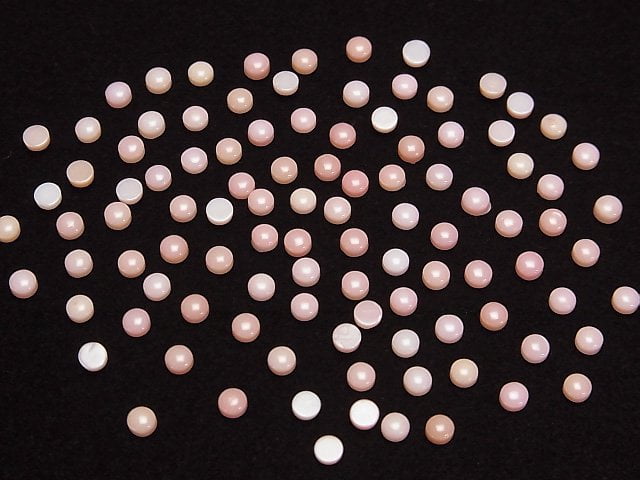 Hochwertige Königin-Conch-Muschel AAA Rund Cabochon 3x3mm 4 Stück