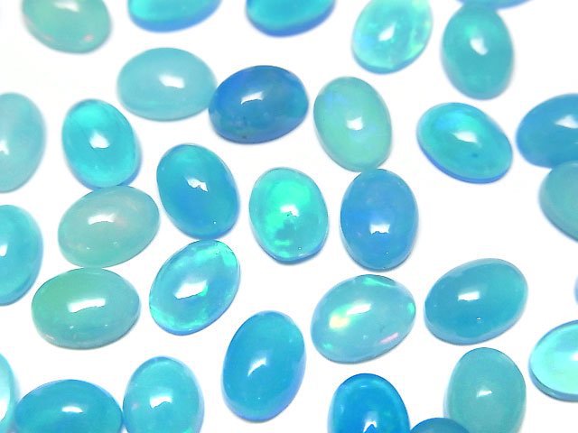 Blue color Opal Oval Cabochon 7x5mm 3pcs