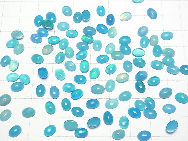 Blauer Opal ovaler Cabochon 7x5mm 3Stücke