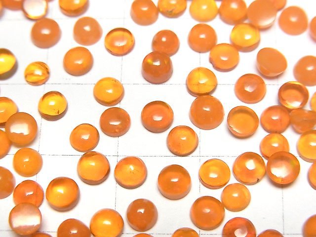 Orange color Opal Round Cabochon 4x4mm 5pcs