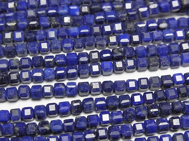 高品質! 青金石 AA++ 立方體形狀 2x2x2mm 1串珠子 (約15英吋/37公分)