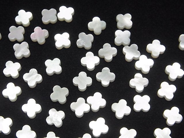Hochwertige weiße Muschel (Silberlippen-Auster) Blumenmotiv 6x6x2mm 5 Stück