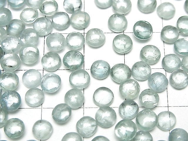 Hochwertiger Aqua-Kyanit AAA- runder Cabochon 5x5mm 3 Stück
