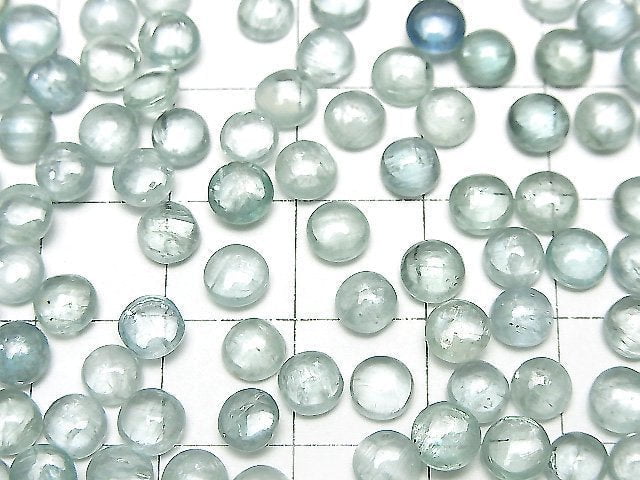 Hochwertiger Aqua-Kyanit AAA- runder Cabochon 5x5mm 3 Stück
