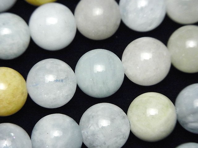 多色海藍寶 AA 圓珠 12mm 半串或 1 串珠(約 15 英寸/37 厘米)