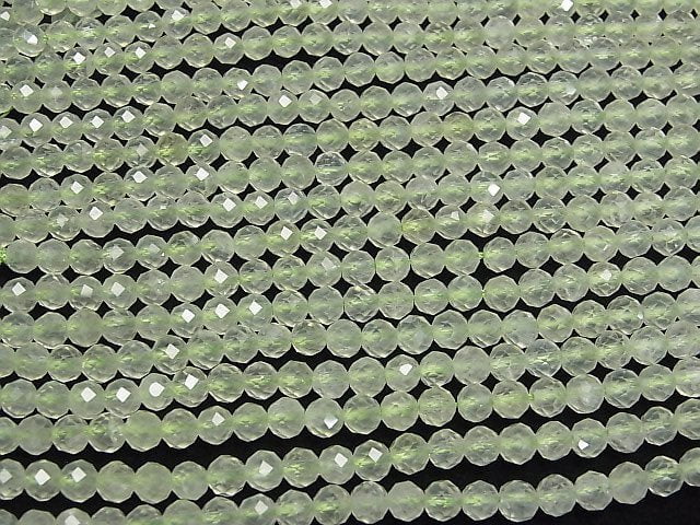 Hochwertig! Prehnit AAA- facettierter runder 5mm 1strang Perlen (ca. 15 Zoll / 38 cm)