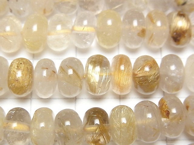 Rutilated Quartz AA++ Rondelle 1strand beads (aprx.15inch/38cm)