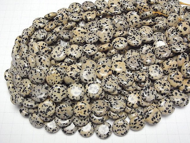Dalmatiner-Jaspis Münze 15x15mm 1Strang Perlen (ca. 15Zoll/36cm)