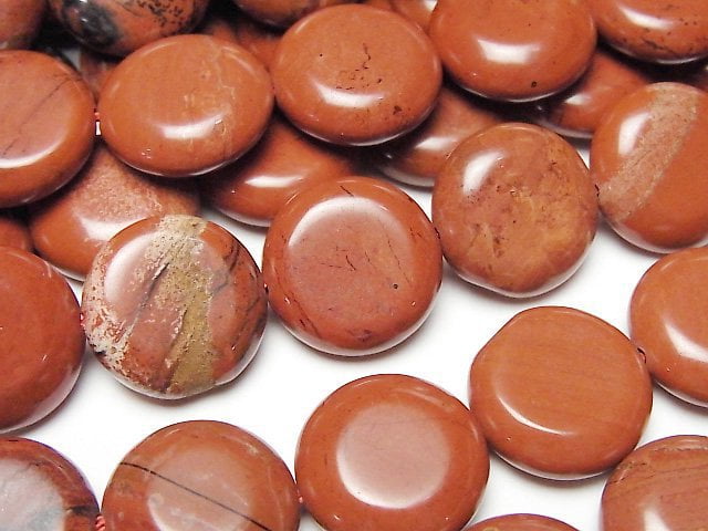 紅碧玉錢幣珠15x15毫米1串(約15英吋/36公分)