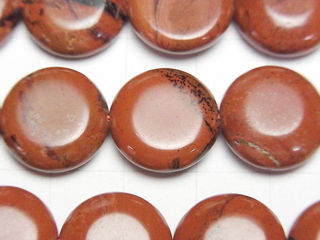 紅碧玉錢幣珠15x15毫米1串(約15英吋/36公分)