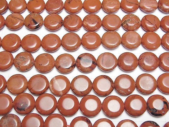 Roter Jaspis Münze 15x15mm 1Strang Perlen (ca. 15Zoll/36cm)
