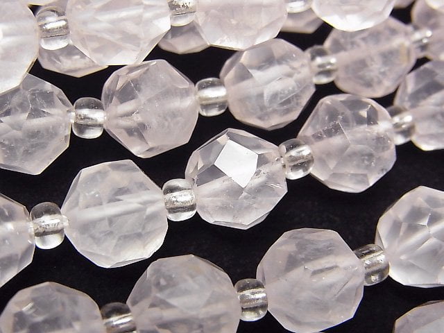 High Quality! Madagascar Rose Quartz AA++ Rough Faceted Round 10mm half or 1strand beads (aprx.15inch/37cm)