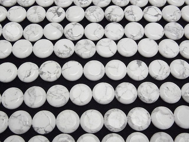 Howlit Magnesit Münze 15x15mm 1Strang Perlen (ca. 15Zoll/36cm)