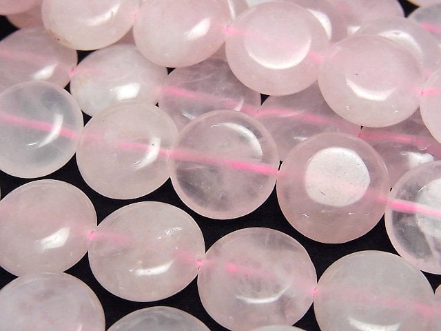 粉晶AA錢幣珠15x15mm 1串(約15英吋/36公分)