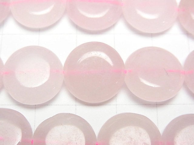 粉晶AA錢幣珠15x15mm 1串(約15英吋/36公分)