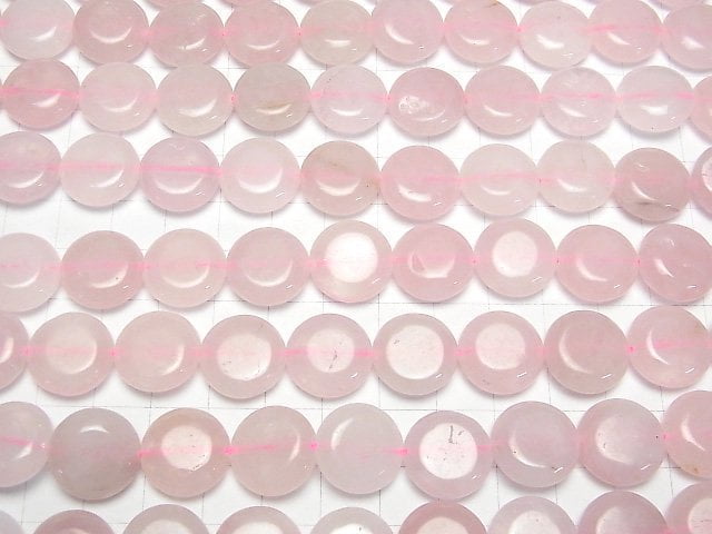 Rosenquarz AA Münze 15x15mm 1Strang Perlen (ca. 15Zoll/36cm)