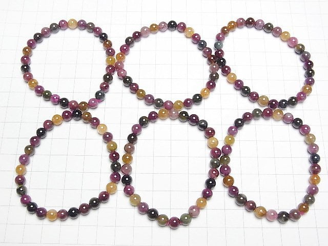 Multicolor-Turmalin AA++ Rund 6mm Armband