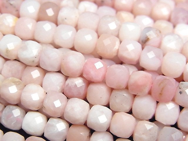 High Quality! Pink Opal AA++ Cube Shape 6x6x6mm half or 1strand beads (aprx.15inch/36cm)