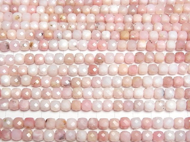 High Quality! Pink Opal AA++ Cube Shape 6x6x6mm half or 1strand beads (aprx.15inch/36cm)